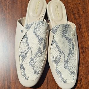 Cole Haan Ryan Python Embossed Mules 10.5B Ivory